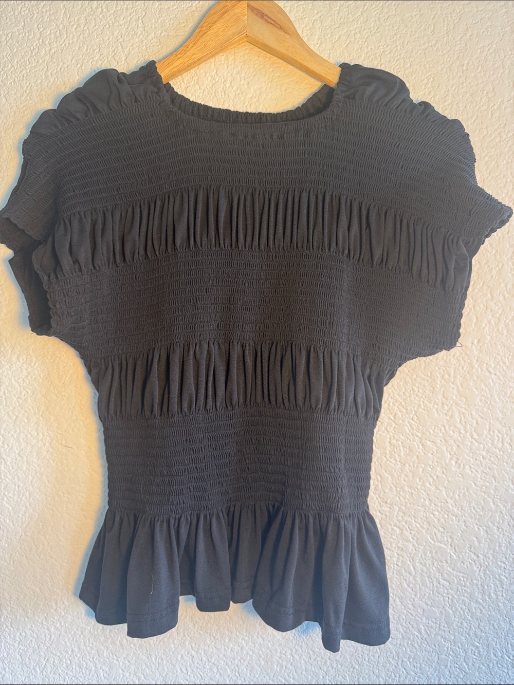 Boho Chic Black Two-Piece Smocked Matching Lounge Set Size Large